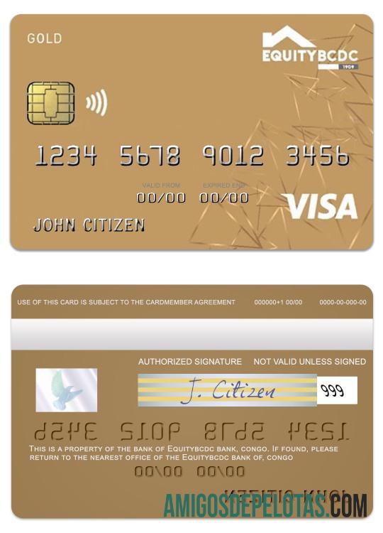 Cartão de débito Gold Visa do Banco Congo EquityBCDC modelo